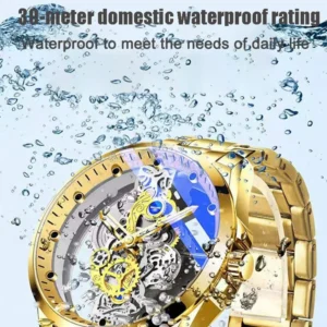 Luxury Mens Watches Fashion Tourbillon Hollow Steel Quartz Wristwatch Waterproof Business Gold Sliver Men's Clock Reloj Hombre