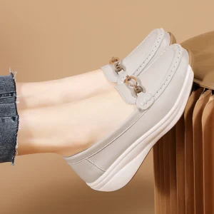 Slip On Women Loafers Women Shoes 2024 New Leather Flat Shoes With Wedge Heels Casual Flats Zapatos Mujeres Moccasins Female