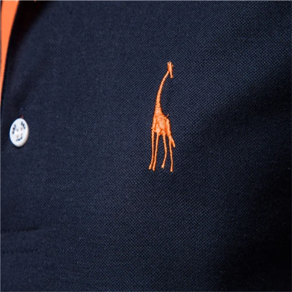 Dropshipping Polo Giraffe Shirt Men Quality Embroidery Summer Short Sleeve Polo Casual Business Social Mens Polos BR Size