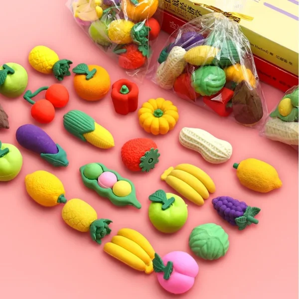 1pack New Fashion Eraser Simulation Food VegetableCake Tool Biscuits Eraser Set Office&Study Rubber Special children Gifts