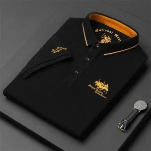 Men's Embroidered Casual Fashion Short Sleeved POLO Shirt Summer Comfortable Top