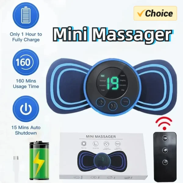 Mini Neck Massager Electric Muscle Stimulator Cervical Massage Patches Massage Pads Remote Control for Back Body Health