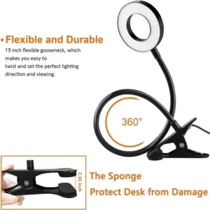 48 LEDs Clip on Desk Lamp 360°Flexible Gooseneck Reading Table Light Eye-Caring USB Clamp Books Night Light Study Read Light